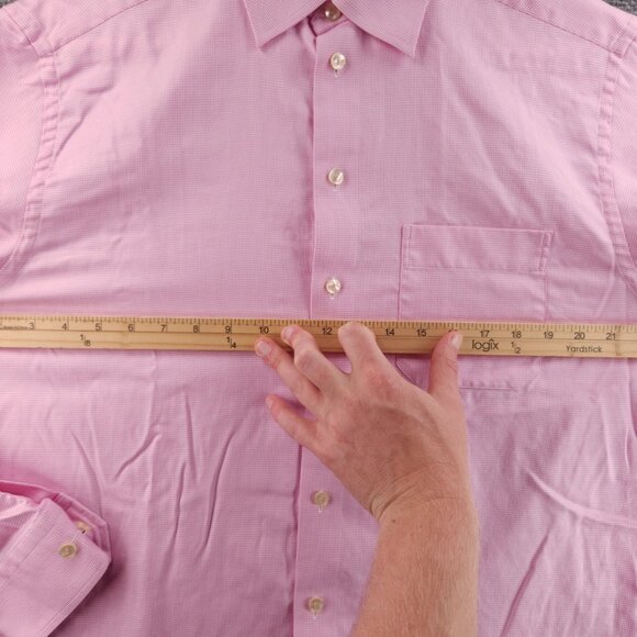 Eton 16.5 Cotton Classic Check Convertible Cuff Pink Button Up Men Long Sleeve - Picture 15 of 16